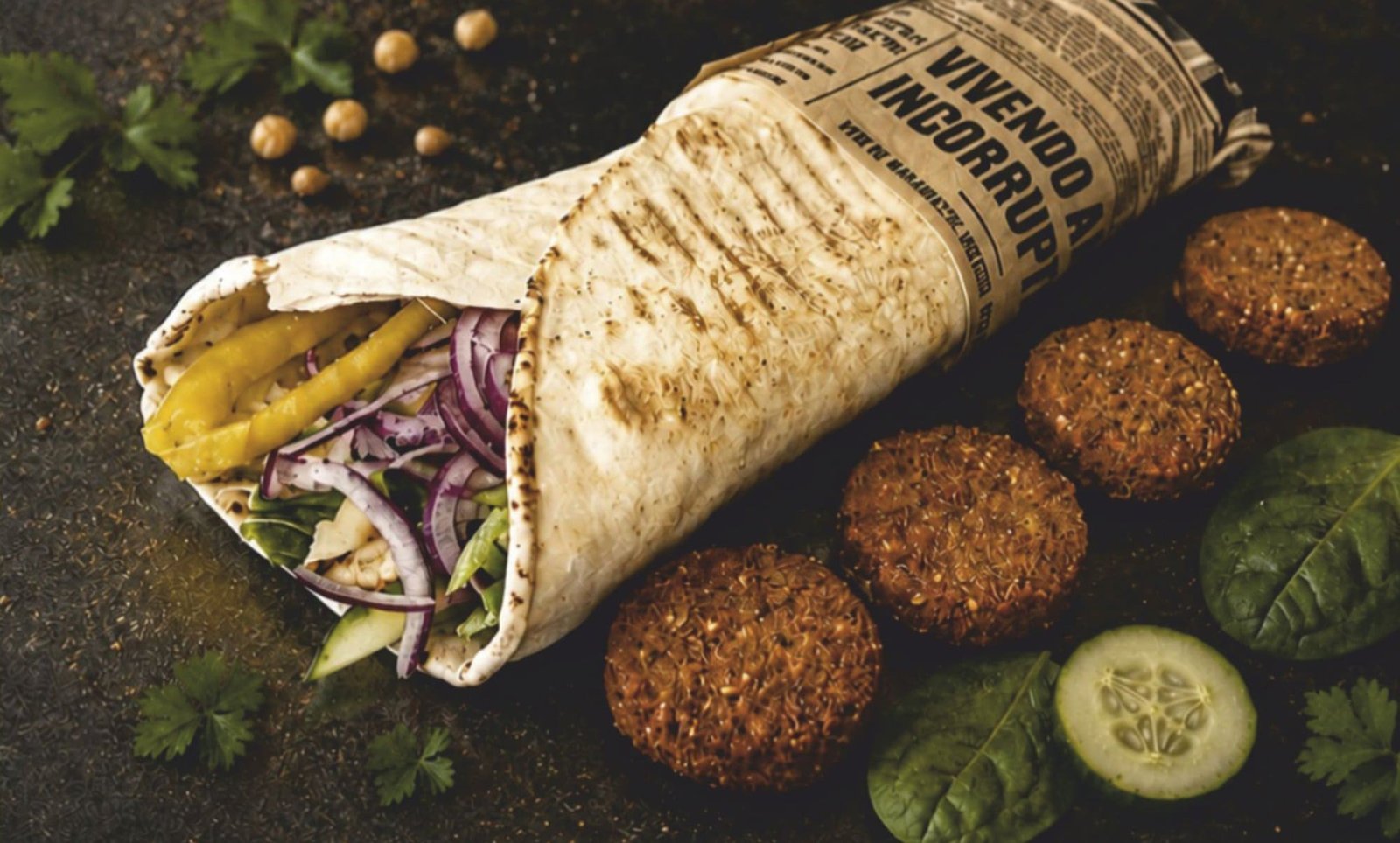 Lavašas su falafeliais